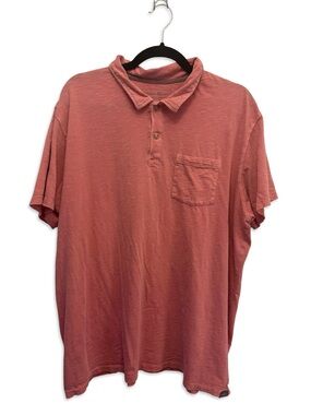 Eddie Bauer 100% Cotton Men's Polo Shirt XL Faded Red Chest Pocket Casual Shirt